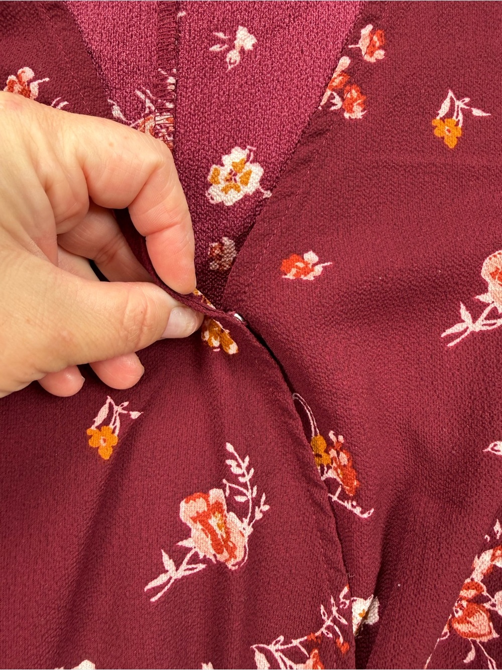Xhilaration Burgundy Floral Button-Front Mini Dress with Pockets - Picture 4 of 6